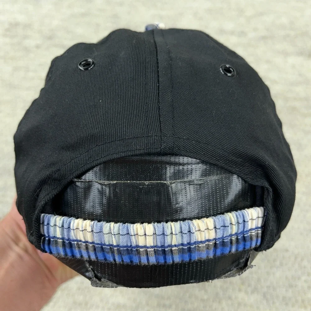 Vintage Disney‎ Hat Cap Womens Stretch Fit Black Blue Plaid Mickey Mouse 90s Y2K